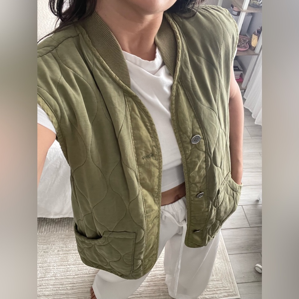 FREE PEOPLE Olive Green Vest - Picture 4 of 6